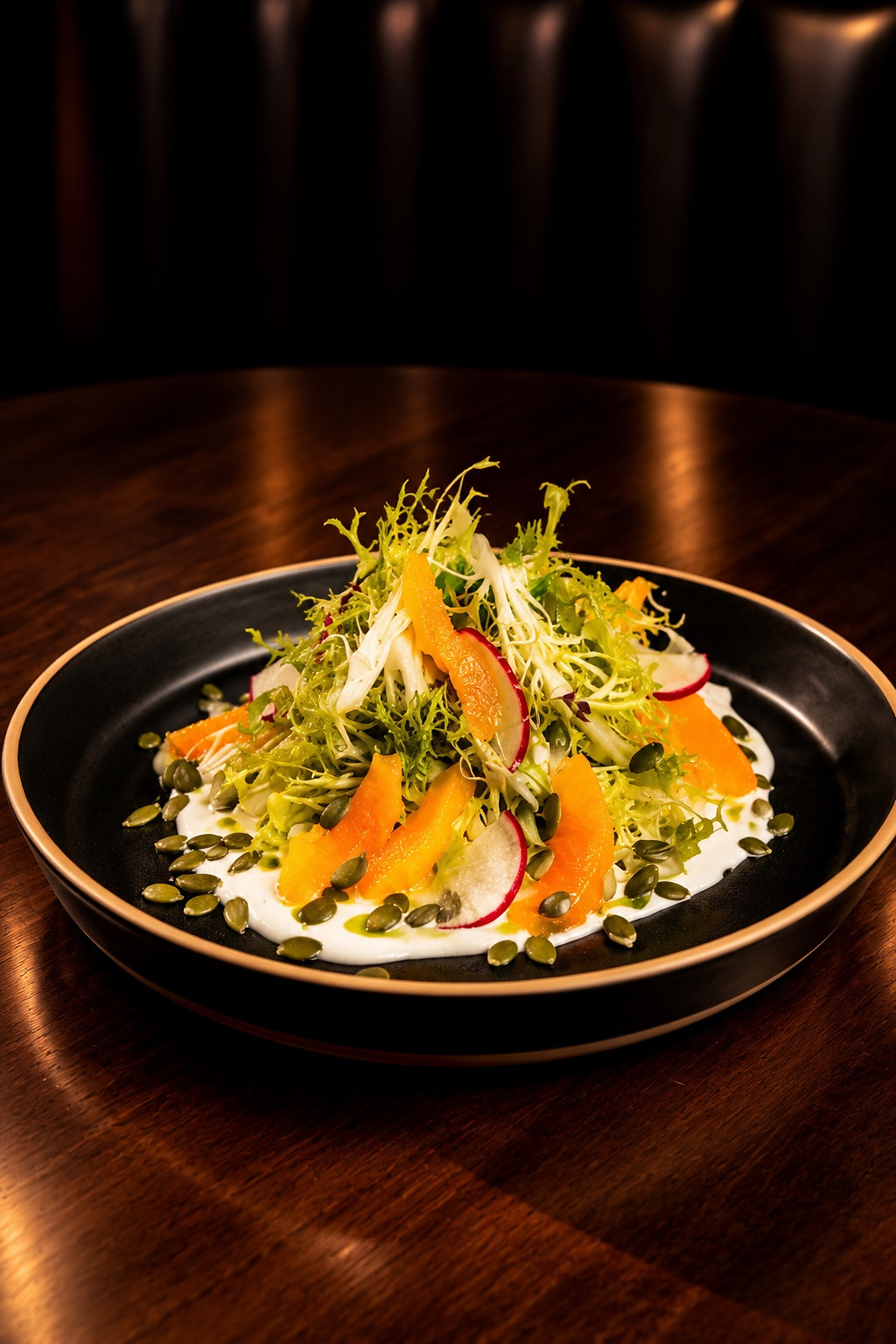 Mediterranean salad with citrus, radish, and toasted seeds